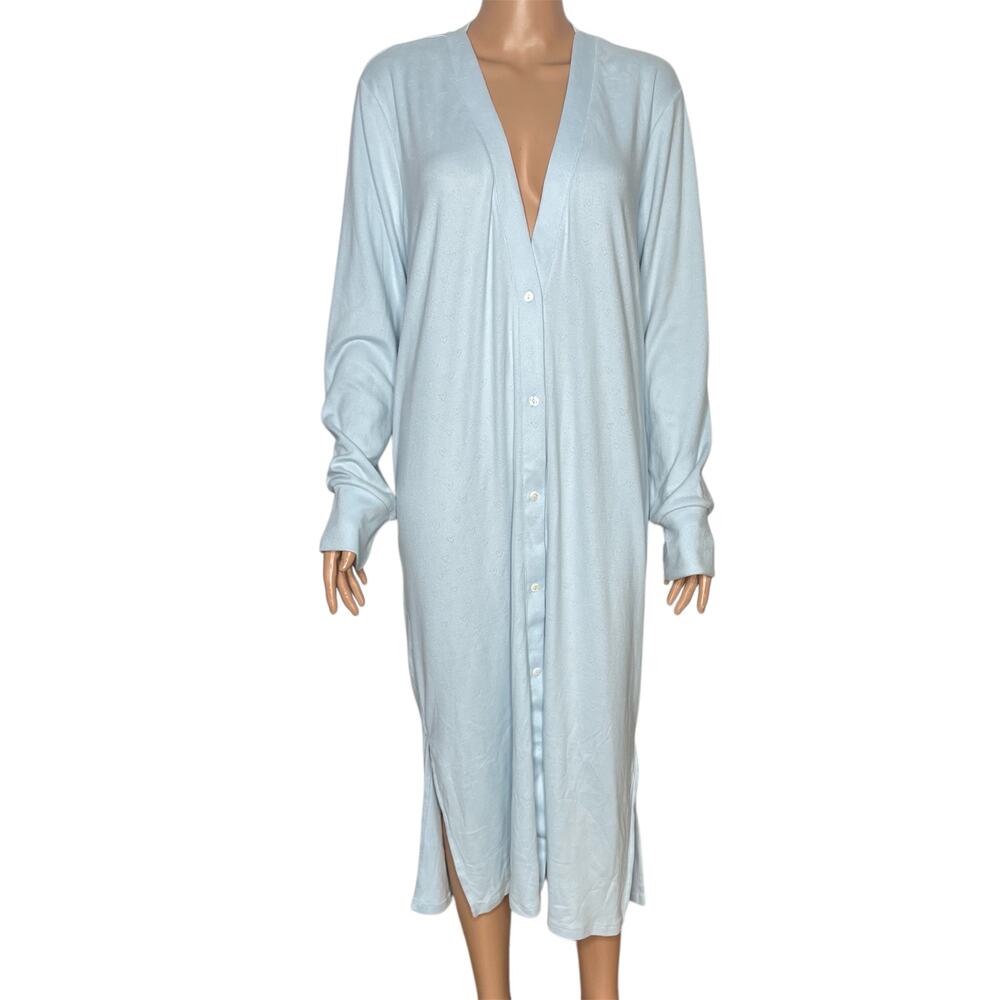 P.J. Salvage Pointelle Hearts Cardigan size XL Baby Blue  New Button Down - Picture 3 of 12